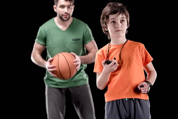 Man and boy training together — Stock Photo