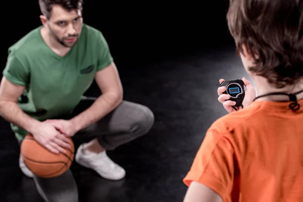 Man and boy training together — Stock Photo