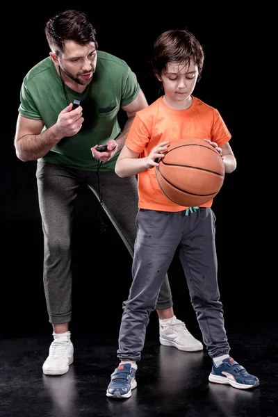 Man and boy training together — Stock Photo
