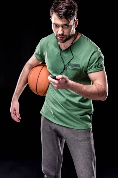 Man holding stopwatch — Stock Photo