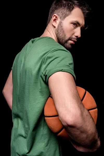 Hombre con pelota de baloncesto — Stock Photo