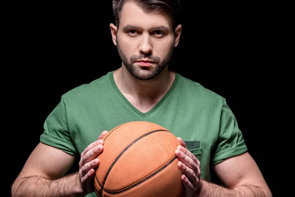 Homem com bola de basquete — Fotografia de Stock