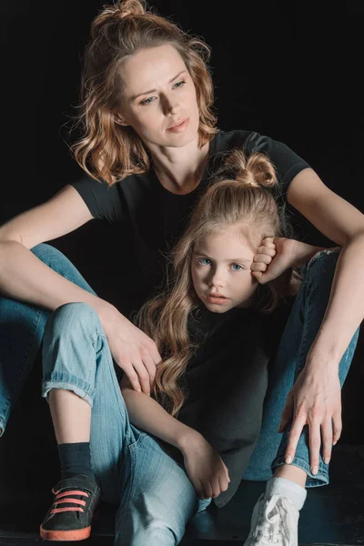 Stylish daughter and mother — Stock Photo