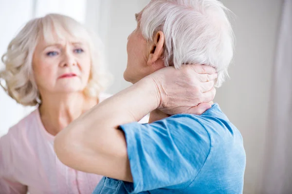 Man with neck pain — Stock Photo