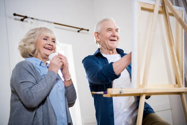 Senior Paarmalerei — Stockfoto