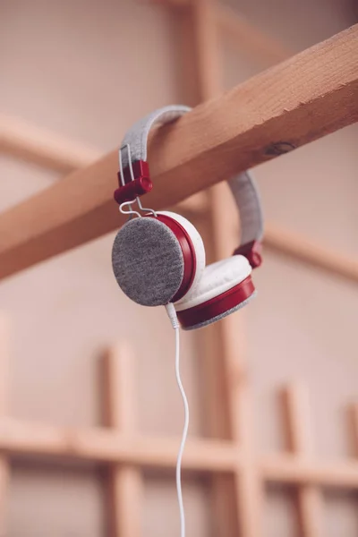 Modern headphones with cable — Stock Photo