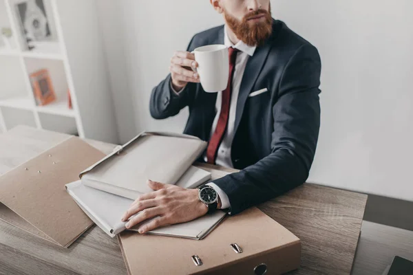 Geschäftsmann mit Dokumenten und Ordnern — Stockfoto