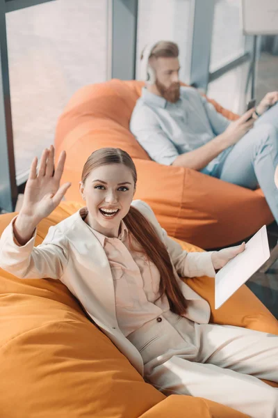 Business people resting in office — Stock Photo