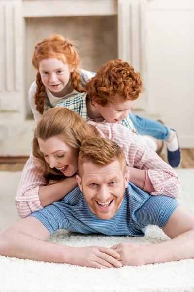 Beautiful redhead family — Stock Photo