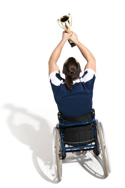 Disabled tennis player with goblet — Stock Photo