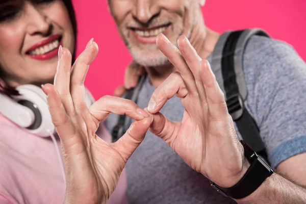 Pareja mostrando bien firmar juntos - foto de stock