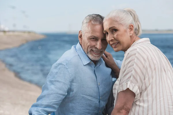 Casual grey haired couple — Stock Photo