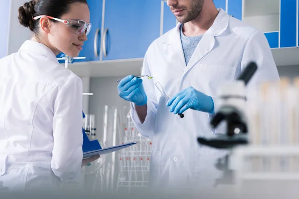 Cientistas durante o trabalho em laboratório — Fotografia de Stock