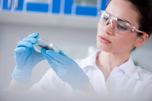 Cientista feminina em laboratório — Fotografia de Stock