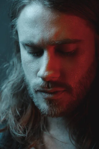 Handsome long haired man — Stock Photo