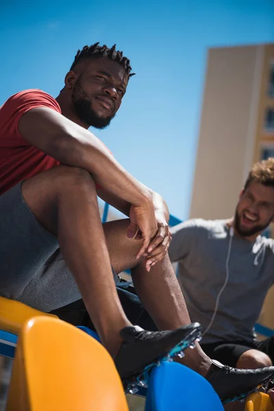 African american man on stadium — Stock Photo