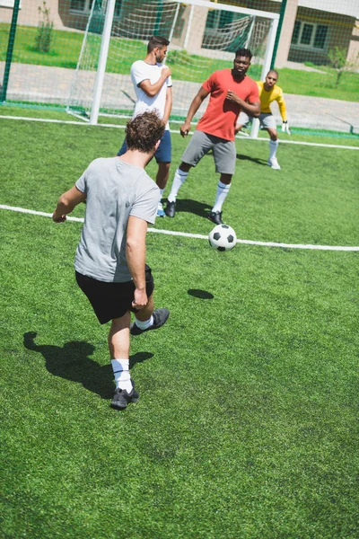 Multiethnic soccer players — Stock Photo