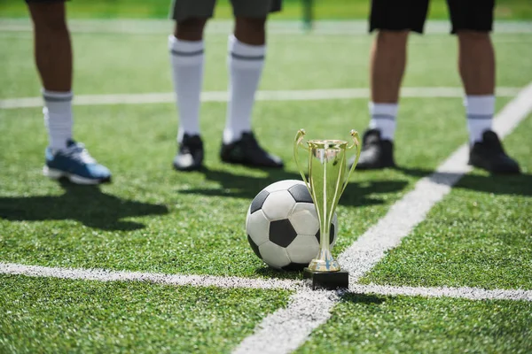 Кубок і футбольний м'яч — стокове фото