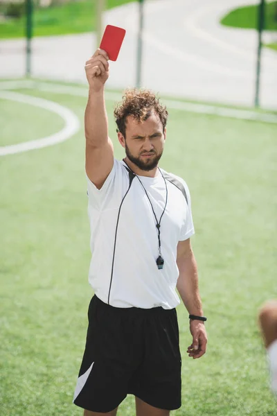 Referee showing red card — Stock Photo