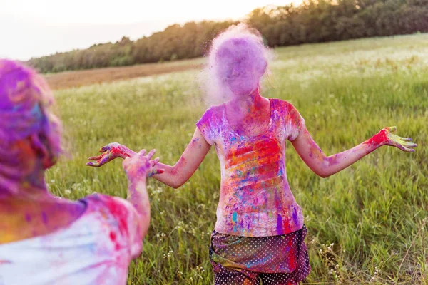 Girls at holi festival — Stock Photo