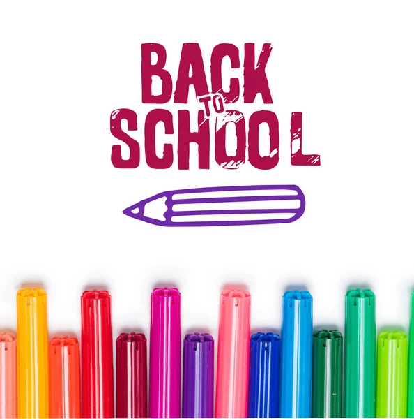 Back to school lettering and markers — Stock Photo