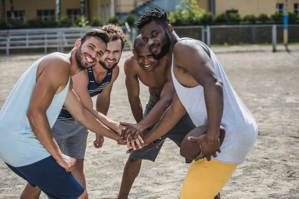 Multicultural football players — Stock Photo