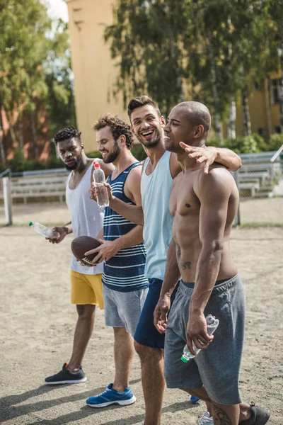 Multicultural football players — Stock Photo