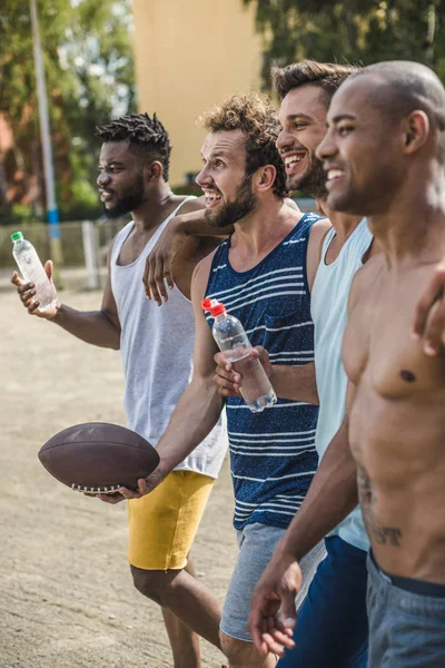 Multicultural football players — Stock Photo