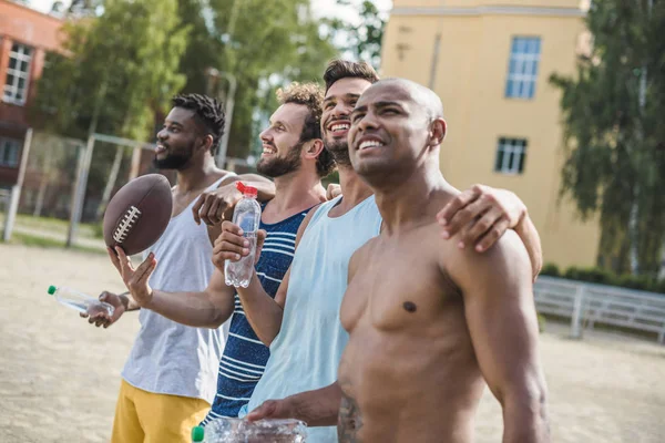 Multicultural football players — Stock Photo