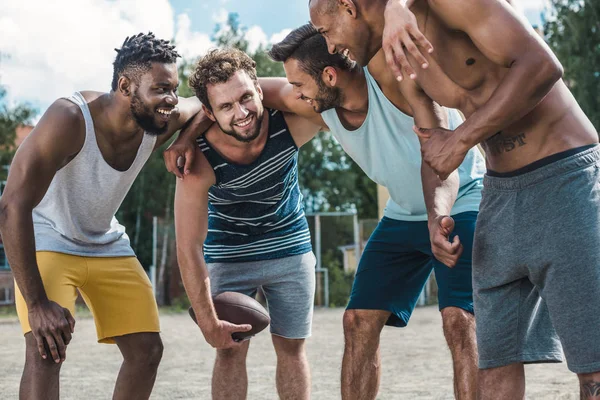 Multicultural football players — Stock Photo