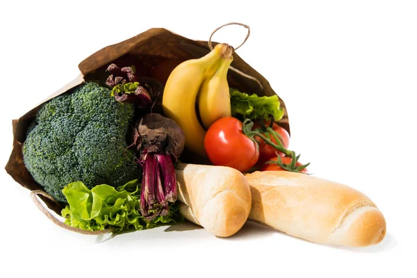 Aliments sains dans un sac d'épicerie — Photo de stock
