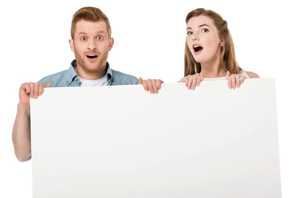 Couple holding blank banner — Stock Photo