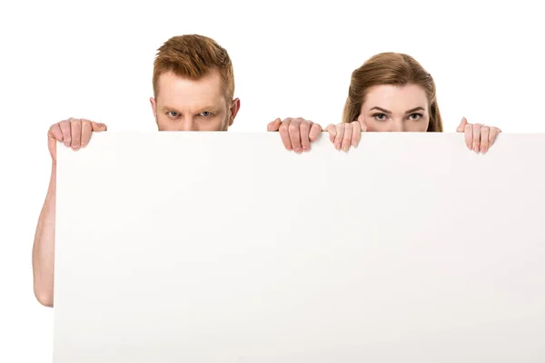 Couple holding blank banner — Stock Photo