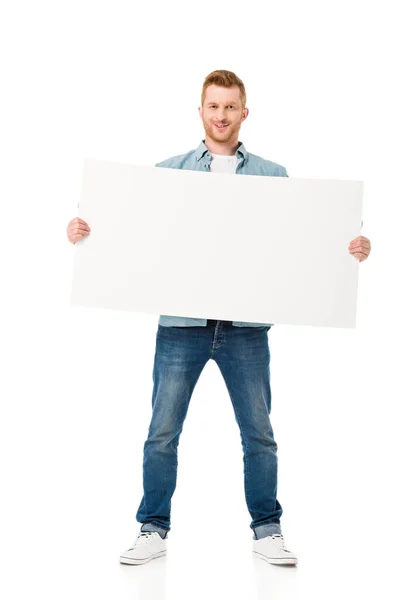 Man with banner — Stock Photo