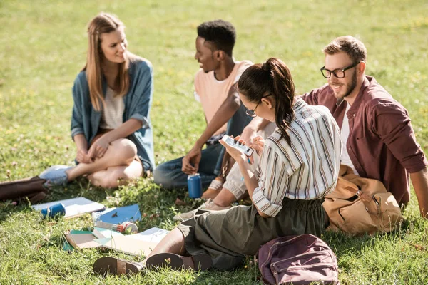 Multiethnic students studying together — Stock Photo