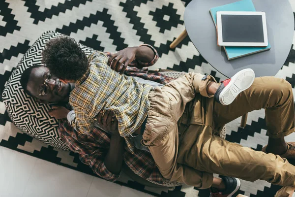 Happy father and son in office — Stock Photo