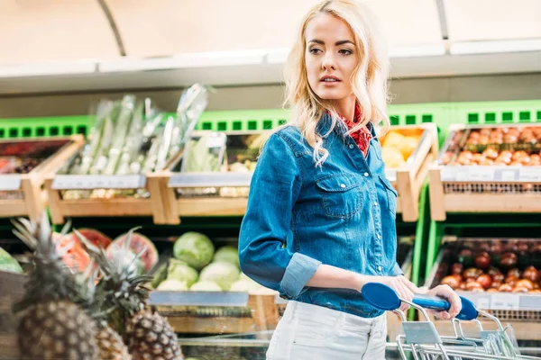 Femme à l'épicerie — Photo de stock