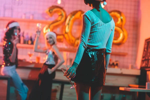 Woman with glass of champagne — Stock Photo