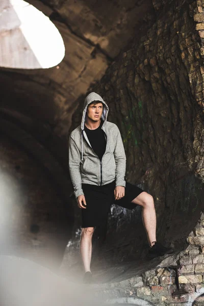 Young man in hoodie — Stock Photo