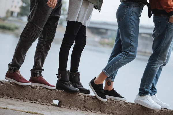 People standing on riverside — Stock Photo