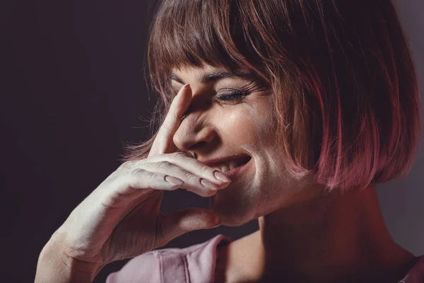 Laughing girl with powder — Stock Photo