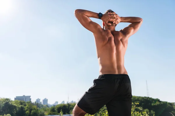 Muscular shirtless sportsman — Stock Photo