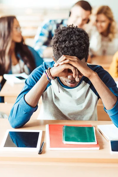 African american student sitting in class — Stock Photo