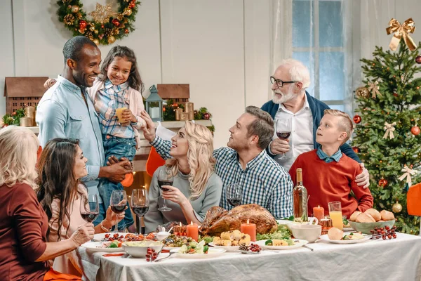 Large family celebrating christmas — Stock Photo