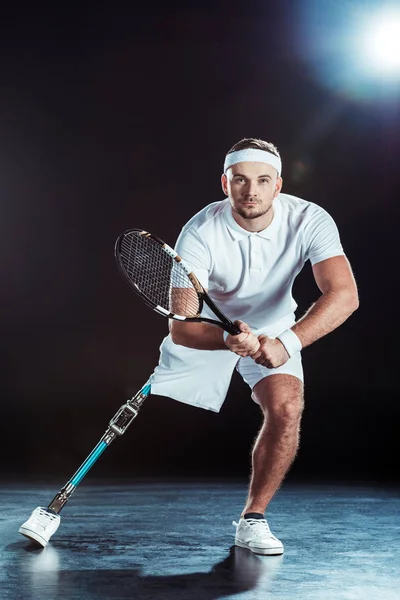 Paralympic tennis player with racket — Stock Photo