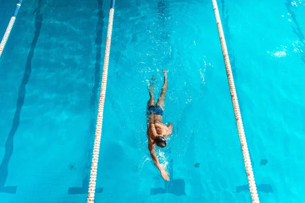 Nadador en piscina de competición - foto de stock