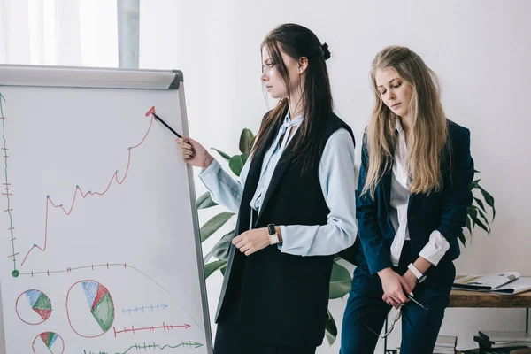 Agotado zombie como los empresarios haciendo presentación en la oficina - foto de stock