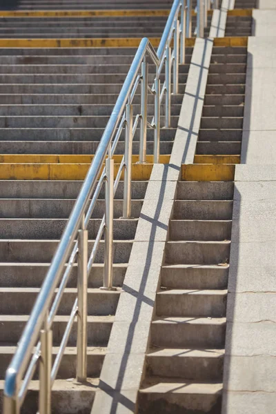 Front view of handrailings and stairs at subway exit — Stock Photo