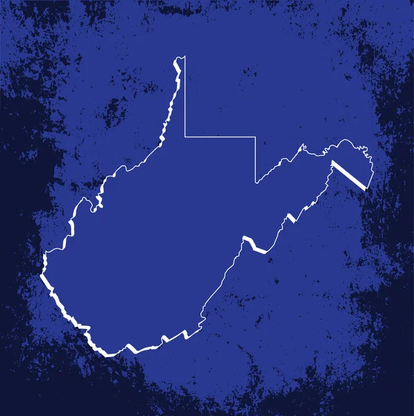 3D West Virginia (USA) Peta garis besar Blueprint Grunge dengan bayangan - Stok Vektor