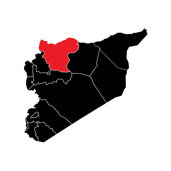 Vector Carte des frontières de l'État de Syrie Noir & Rouge — Image vectorielle